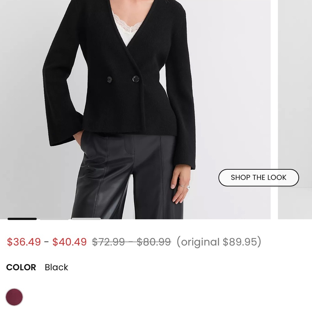 LOFT Black Double-Breasted Blazer
